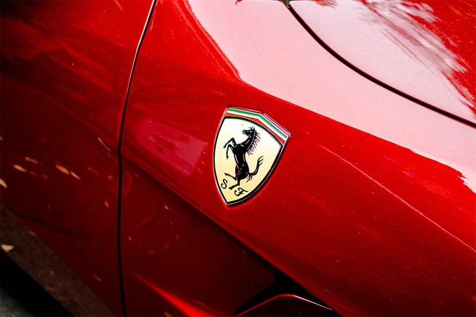 Close up of the Ferrari logo